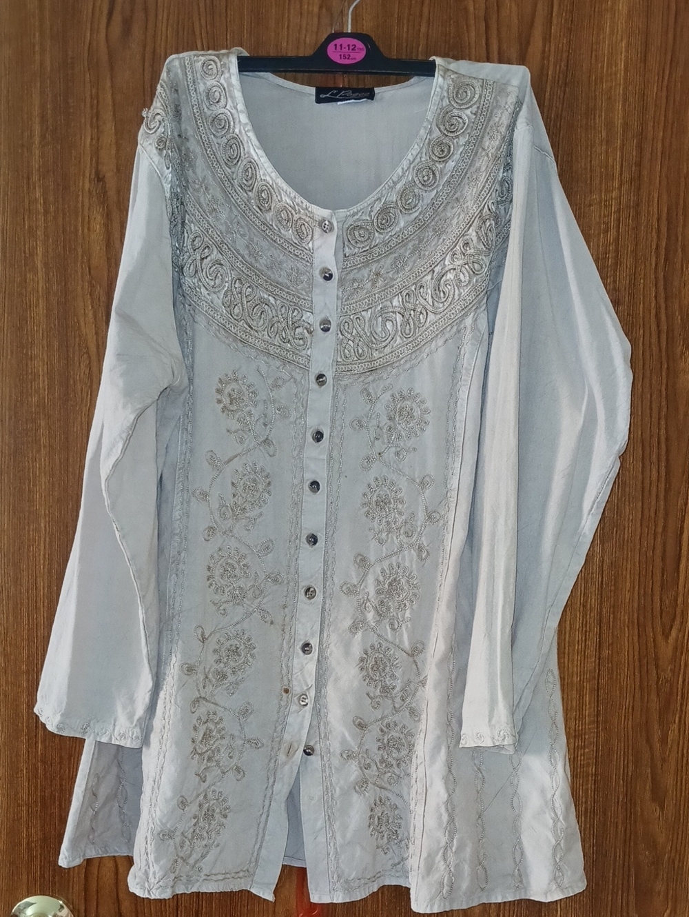 Cream Embroidered Button-Front Women's Tunic by